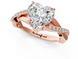 Rose gold Heart Cut Diamond Twisted Band Engagement Ring with Prong Setting_16