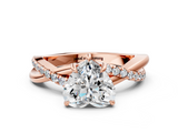 Rose gold Heart Cut Diamond Twisted Band with Pavé Setting and Four-Prong Setting_33
