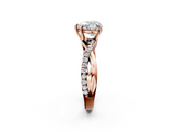Rose gold Heart Cut Diamond Twisted Band with Pavé Setting and Four-Prong Setting_35