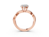 Rose gold Heart Cut Diamond Twisted Band with Pavé Setting and Four-Prong Setting_36