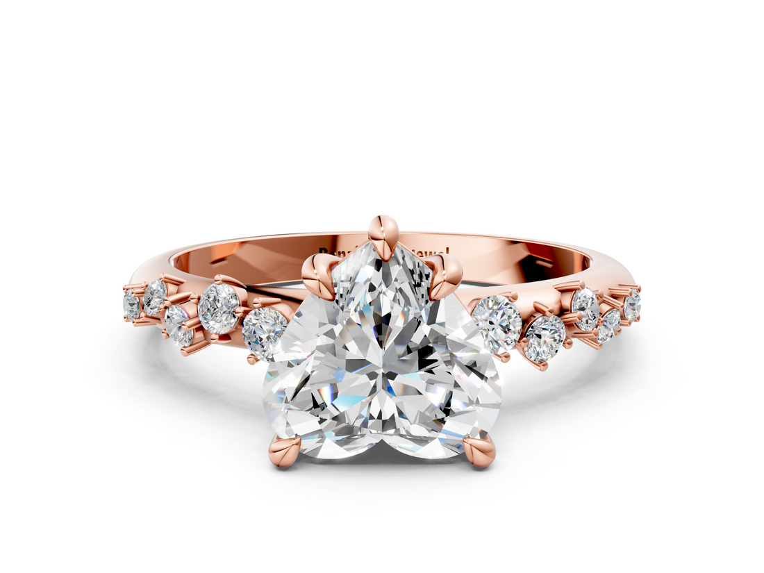 Rose gold Heart Cut Diamond Vine Band with Four-Prong Setting_59