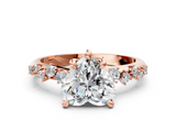 Rose gold Heart Cut Diamond Vine Band with Four-Prong Setting_59