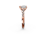 Rose gold Heart Cut Diamond Vine Band with Four-Prong Setting_61