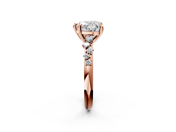 Rose gold Heart Cut Diamond Vine Band with Four-Prong Setting