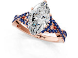Rose gold Heart Cut Diamond with Blue Sapphire side stone Halo Twist Band Solitaire Prong Setting Ring_37