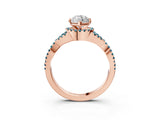 Rose gold Heart Cut Diamond with Blue Topaz side stone Halo Twist Band Solitaire Prong Setting Ring_15