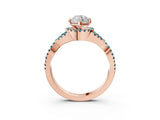 Rose gold Heart Cut Diamond with Blue Topaz side stone Halo Twist Band Solitaire Prong Setting Ring_39