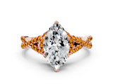 Rose gold Heart Cut Diamond with Citrine side stone Halo Twist Band Solitaire Prong Setting Ring_12