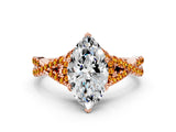 Rose gold Heart Cut Diamond with Citrine side stone Halo Twist Band Solitaire Prong Setting Ring_36