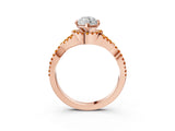 Rose gold Heart Cut Diamond with Citrine side stone Halo Twist Band Solitaire Prong Setting Ring_39