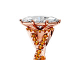 Rose gold Heart Cut Diamond with Citrine side stone Halo Twist Band Solitaire Prong Setting Ring_41