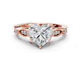 Rose gold Heart Cut Diamond with Milgrain Marquise and Bezel Accents on a Solitaire Band with Prong Setting_194