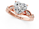 Rose gold Heart Cut Diamond with Milgrain Marquise and Bezel Accents on a Solitaire Band with Prong Setting_195