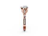 Rose gold Heart Cut Diamond with Milgrain Marquise and Bezel Accents on a Solitaire Band with Prong Setting_196