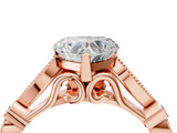Rose gold Heart Cut Diamond with Milgrain Marquise and Bezel Accents on a Solitaire Band with Prong Setting_198