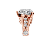 Rose gold Heart Cut Diamond with Milgrain Marquise and Bezel Accents on a Solitaire Band with Prong Setting_199