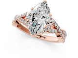 Rose gold Heart Cut Diamond with Moissanite side stone Halo Twist Band Solitaire Prong Setting Ring_13