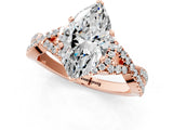Rose gold Heart Cut Diamond with Moissanite side stone Halo Twist Band Solitaire Prong Setting Ring_25