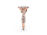 Rose gold Heart Cut Diamond with Moissanite side stone Halo Twist Band Solitaire Prong Setting Ring_26