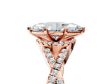 Rose gold Heart Cut Diamond with Moissanite side stone Halo Twist Band Solitaire Prong Setting Ring_29
