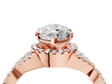 Rose gold Heart Cut Diamond with Moissanite side stone Halo Twist Band Solitaire Prong Setting Ring_40