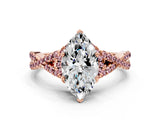 Rose gold Heart Cut Diamond with Morganite side stone Halo Twist Band Solitaire Prong Setting Ring_12