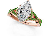 Rose gold Heart Cut Diamond with Peridot side stone Halo Twist Band Solitaire Prong Setting Ring_37