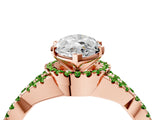 Rose gold Heart Cut Diamond with Peridot side stone Halo Twist Band Solitaire Prong Setting Ring_40
