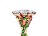 Rose gold Heart Cut Diamond with Peridot side stone Halo Twist Band Solitaire Prong Setting Ring_41