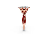 Rose gold Heart Cut Diamond with Ruby side stone Halo Twist Band Solitaire Prong Setting Ring_26