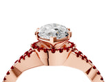 Rose gold Heart Cut Diamond with Ruby side stone Halo Twist Band Solitaire Prong Setting Ring_28