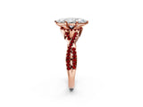 Rose gold Heart Cut Diamond with Ruby side stone Halo Twist Band Solitaire Prong Setting Ring_32
