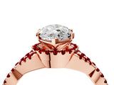 Rose gold Heart Cut Diamond with Ruby side stone Halo Twist Band Solitaire Prong Setting Ring_34