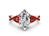 Rose gold Heart Cut Diamond with Ruby side stone Halo Twist Band Solitaire Prong Setting Ring_42