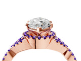 Rose gold Heart Cut Diamond with Tanzanite side stone Halo Twist Band Solitaire Prong Setting Ring_40
