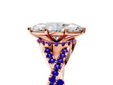 Rose gold Heart Cut Diamond with Tanzanite side stone Halo Twist Band Solitaire Prong Setting Ring_41
