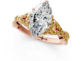 Rose gold Heart Cut Diamond with Yellow Sapphire side stone Halo Twist Band Solitaire Prong Setting Ring_25
