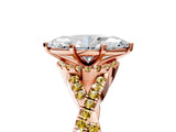 Rose gold Heart Cut Diamond with Yellow Sapphire side stone Halo Twist Band Solitaire Prong Setting Ring_29