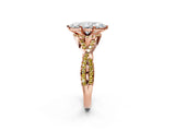 Rose gold Heart Cut Diamond with Yellow Sapphire side stone Halo Twist Band Solitaire Prong Setting Ring_38