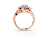Rose gold Heart Cut Double Halo Diamond Engagement Ring with Pave Band and Four-Prong Setting_29