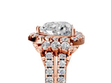 Rose gold Heart Cut Double Halo Diamond Engagement Ring with Pave Band and Four-Prong Setting_31