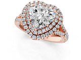 Rose gold Heart Cut Double Halo Split Shank Diamond Ring with Prong Setting_51