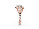 Rose gold Heart Cut Double Halo Split Shank Diamond Ring with Prong Setting_52