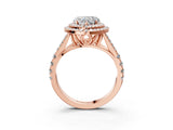 Rose gold Heart Cut Double Halo Split Shank Diamond Ring with Prong Setting_53
