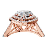 Rose gold Heart Cut Double Halo Split Shank Diamond Ring with Prong Setting_54