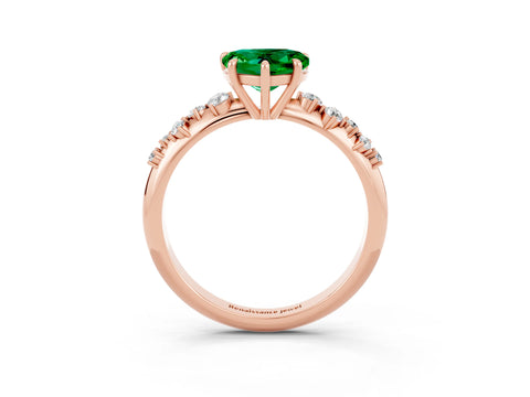 Rose gold Heart Cut Emerald Cluster Side Stone Solitaire Ring with Prong Setting_61