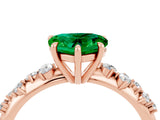 Rose gold Heart Cut Emerald Cluster Side Stone Solitaire Ring with Prong Setting_62