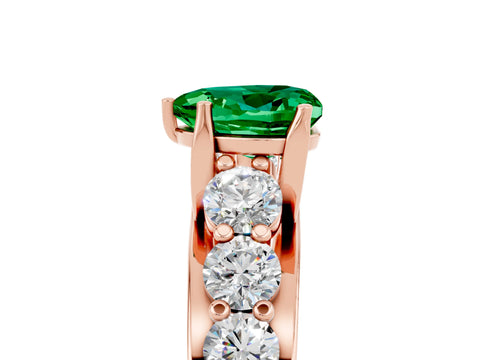 Rose gold Heart Cut Emerald Engagement Ring with Pavé Band and Four-Prong Setting_5