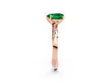 Rose gold Heart Cut Emerald Engagement Ring with Side Stone Accents and Four-Prong Setting_38