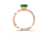 Rose gold Heart Cut Emerald Engagement Ring with Side Stone Accents and Four-Prong Setting_39